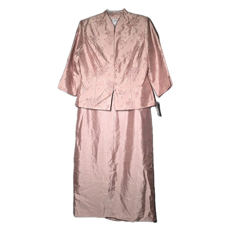 NWT Jessica Howard Women's Size 12P Rose Sequin & Beads Jacket Dress 2 Piece Set
